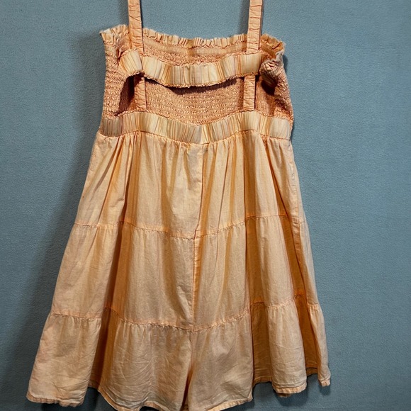 ASOS Womens Sleeveless Shirred Playsuit Romper Size‎ 10 Orange Peach - Picture 7 of 12